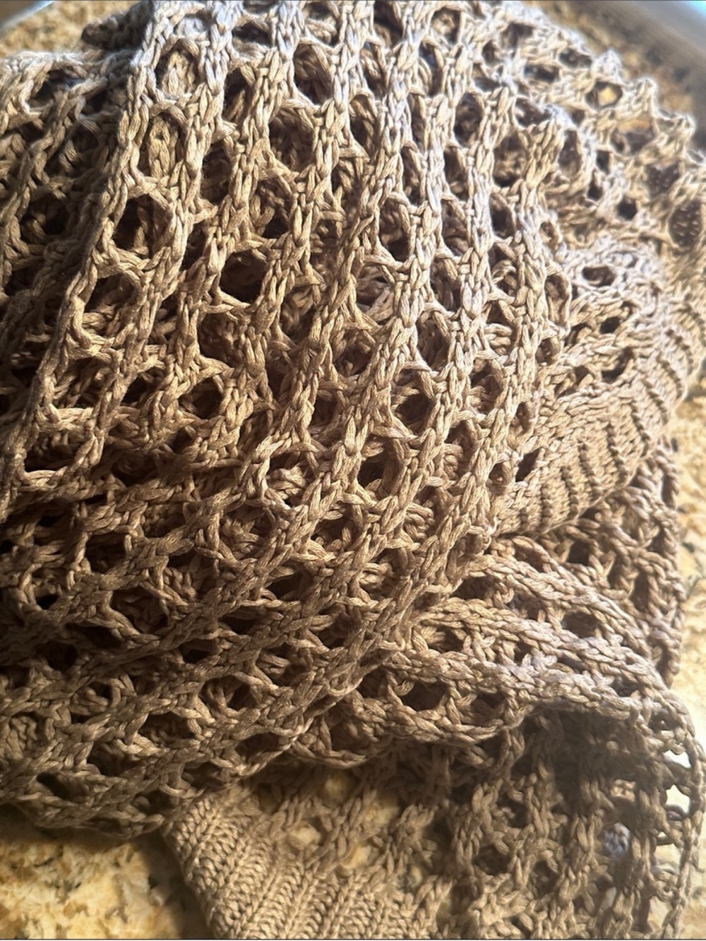 Beige Open Knit Crochet Duster Cardigan New - Picture 4 of 4